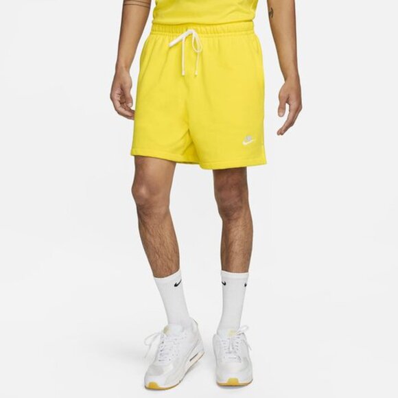 Nike Club Fleece Men's French Terry Flow Shorts Bright Yellow Size Medium - Picture 1 of 4